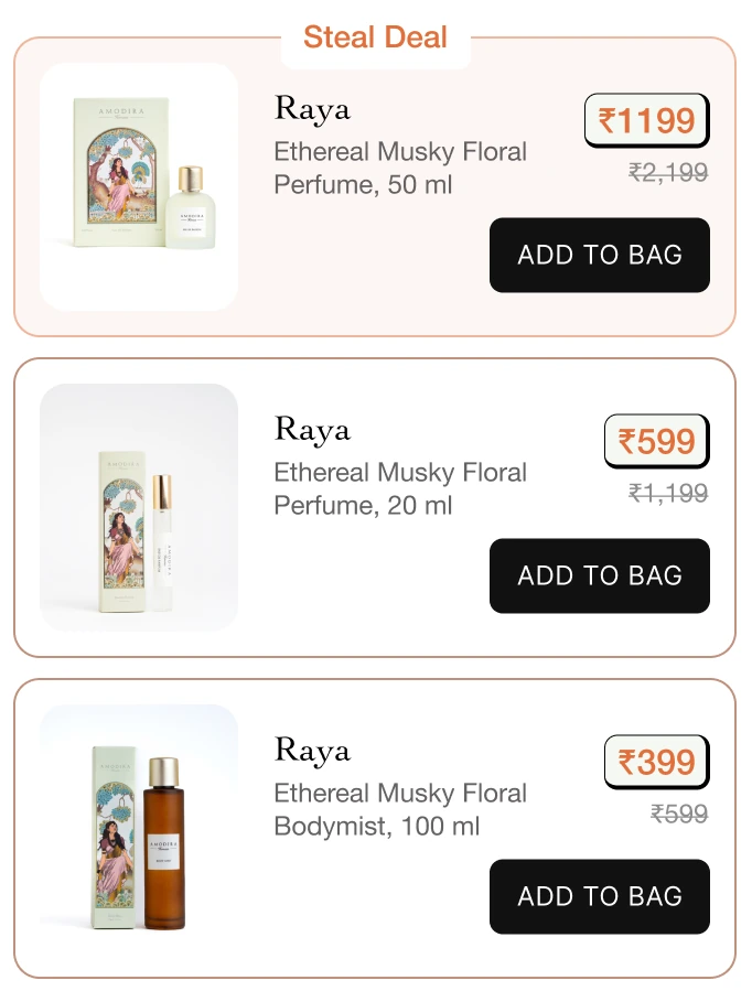 Fragrance formats with individual prices and Add to bag actions.