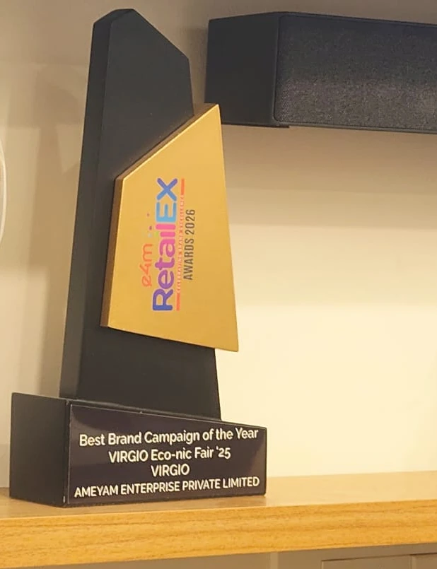 VIRGIO Eco-nic Fair ’25 trophy for Best Brand Campaign of the Year at e4m RetailEX Awards 2026.