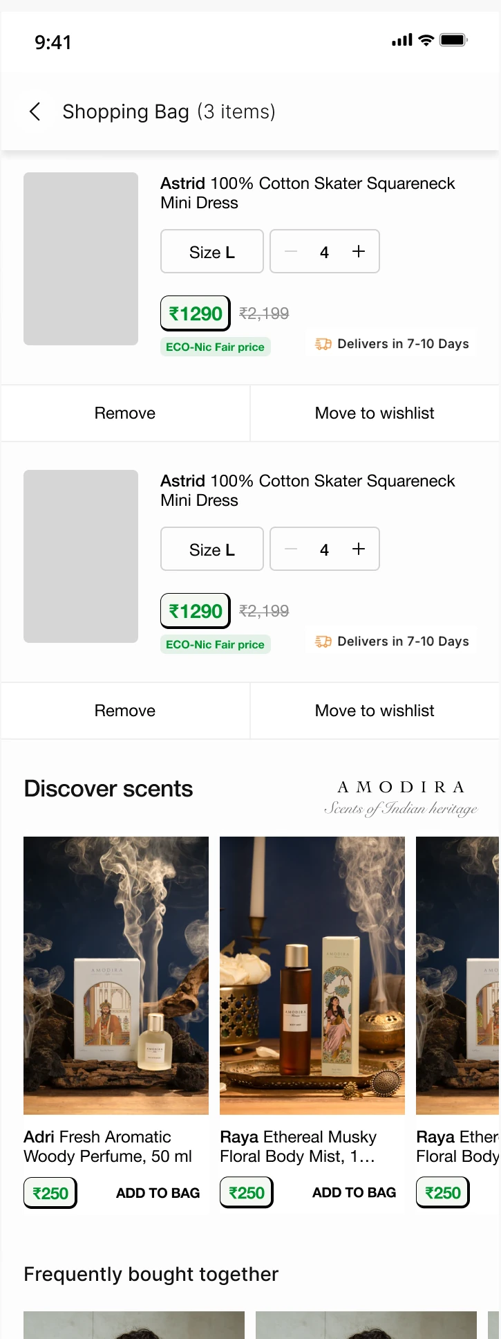 Early sale-day cart wireframe with active fair prices.